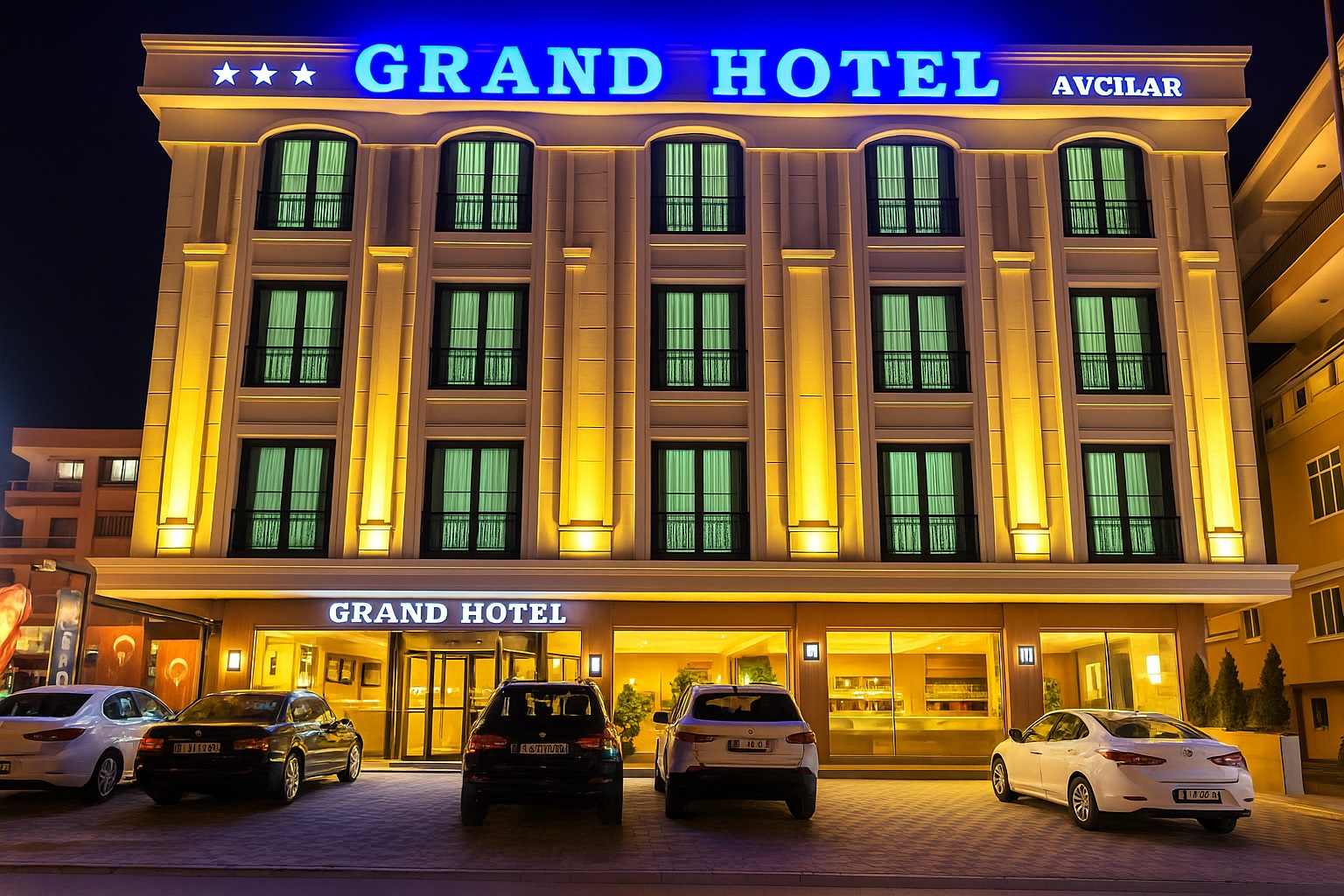 Grand Hotel Avcılar gece dış cephe görünümü